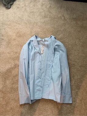 NWT Skims cotton poplin button down top